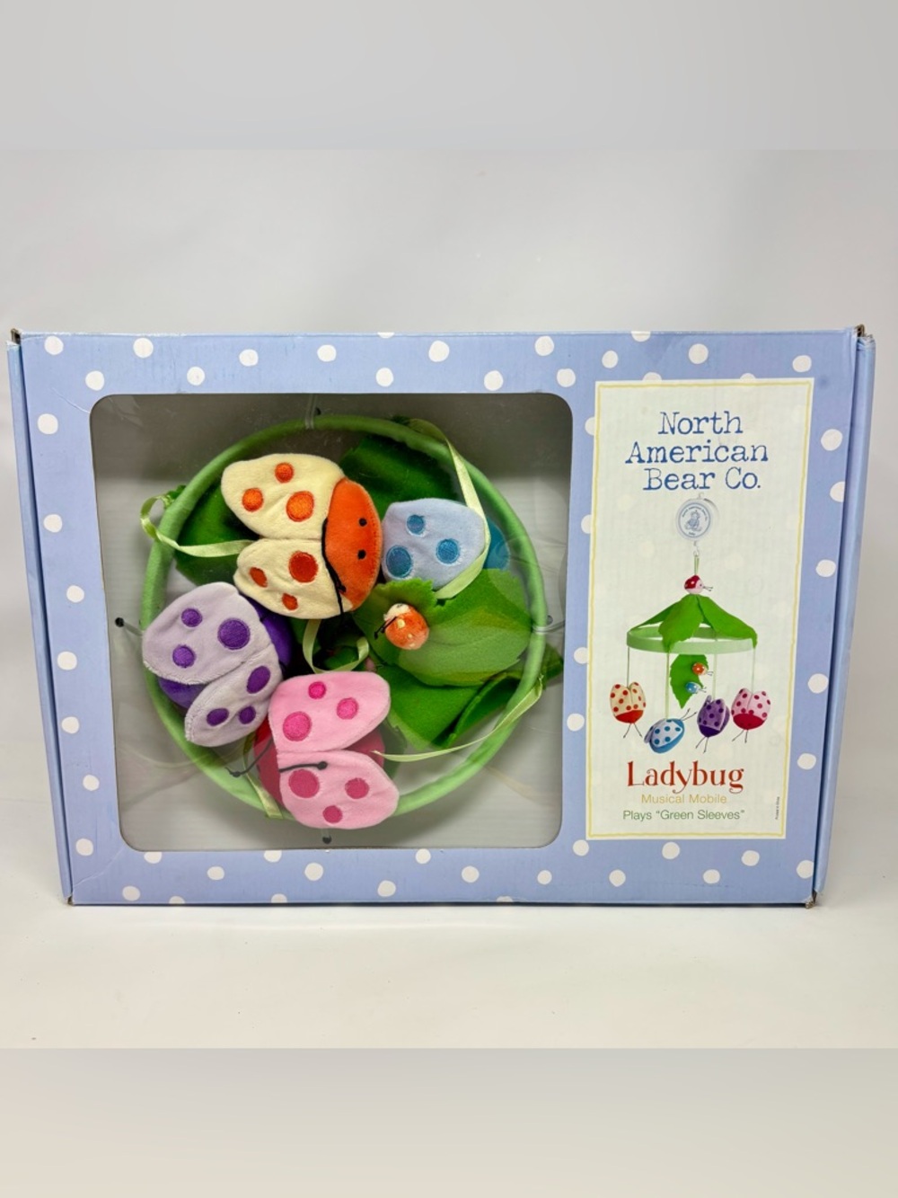 North American Bear Co Crib Musical Mobile Ladybug “Green Sleeves” Vintage 2002